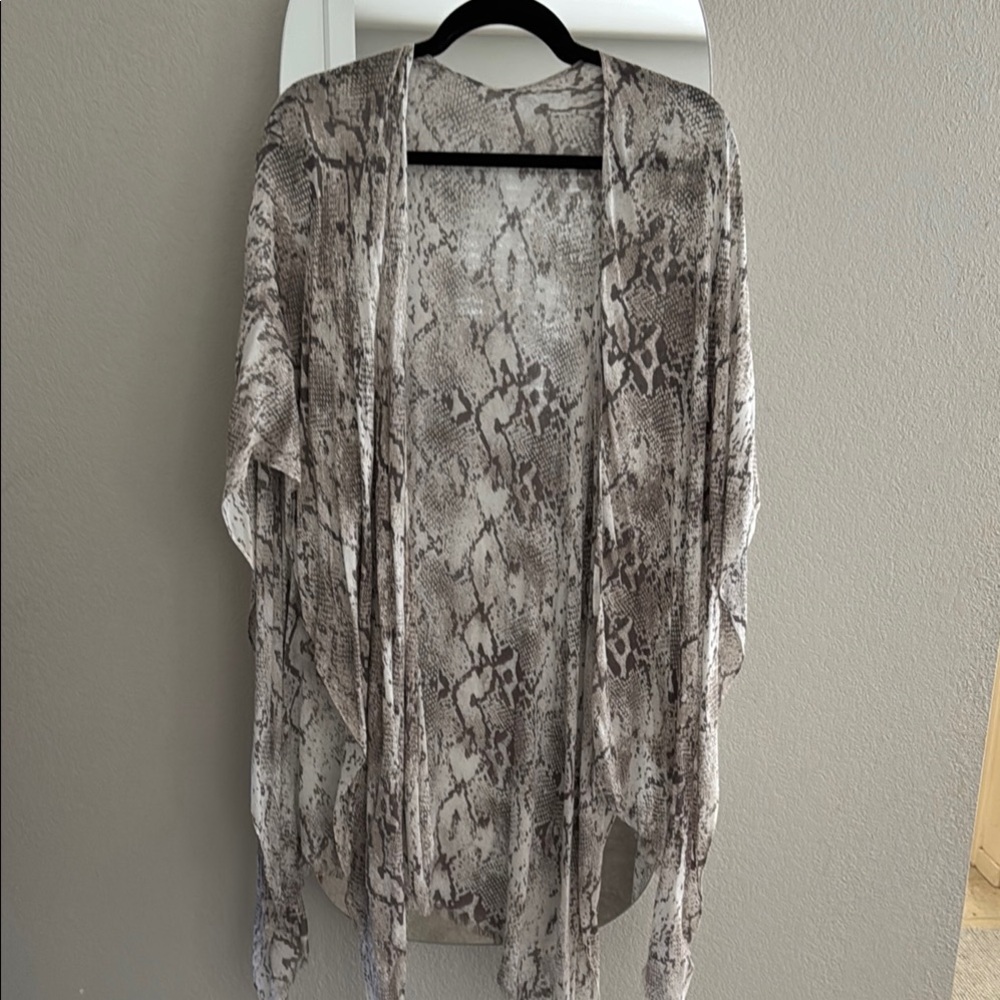 Gentle Fawn Snake Print Kimono - Gray and Brown